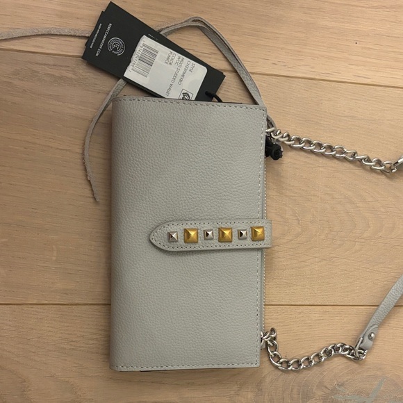 Rebecca Minkoff Gray Crossbody Bag with Gold Studs - Picture 3 of 4